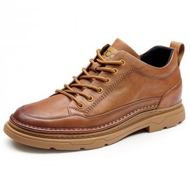 Modern Height Increasing Casual Shoes Brown Slip Resistant Elevator Work Shoes Gain 2.4inch / 6cm 