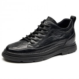 Modern Height Increasing Casual Shoes Black Slip Resistant Elevator Work Shoes Get 2.4inch / 6cm 