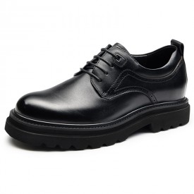 Lightweight Height Increasing Derby Shoes Black Elevator Business Formal Shoes Add 3.2inch / 8cm