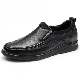 Flexibly  Elevator Business Loafers Comfy Soft Cowhide Slip On Shoes Increase Taller 2.4inch / 6cm 