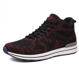 Breathable Height Sneakers Get Taller 2.8inch / 7cm Wine Red Elevator Mesh Shoes