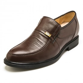 Europe brown leather height increasing slip on formal shoes get taller 5.5cm / 2.17 inch