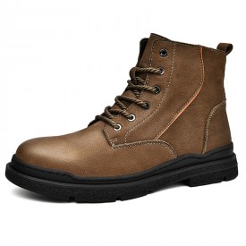 Durable Height Increasing Hiking Boot Khaki Side Zipper Chukka Boots Add Taller 2.4inch / 6cm