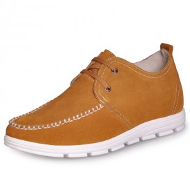 Yellow Men's quality heel lift casual shoes can be taller 2 Inches