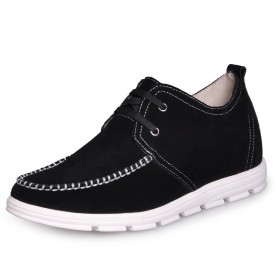 Black Men's comfortable taller casual shoes that give you height 2 Inches