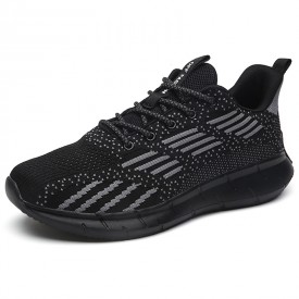 2022 Trendy Hidden Lift Sneakers Black Lightweight Flyknit Running Walking Shoes Add 2.4inch / 6cm