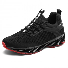 Black Elevator Blade Shoes Lightweight Mesh Walking Fashion Sneakers Add Taller 2.8inch / 7cm