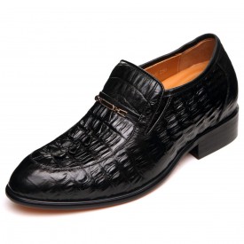 New black crocodile leather elevator business shoes 6.5cm / 2.56inches height office shoes