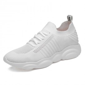 2020 New Taller Tubular Sneakers White Flyknit Slip On Sock Running Shoes Increase 2.4inch / 6cm