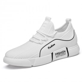 2021 Hidden Lift Flyknit Fashion Sneaker White Relaxed Lift Running Shoes Add Height 3.2inch / 8cm