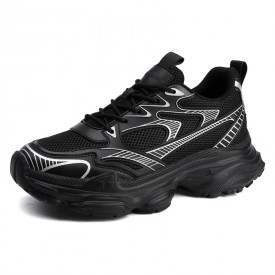 Black Height Increasing Thick Sole Sneakers Summer Chunky Walking Shoes Add Taller 3.2inch / 8cm