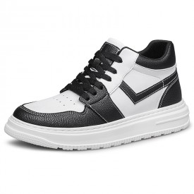 2024 Elevator Utility Skate Shoes Black Genuine Leather Lift Versatile Sneakers Gain 2.4inch / 6cm