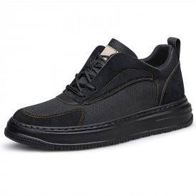 2024 Elevator Personality Sneakers Black Mesh Vulcanized Skate Shoes Gain Taller 2.4inch / 6cm