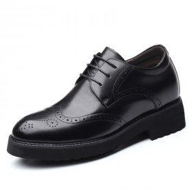 Lightweight Elevator Men Brogue Shoes Height Increasing Wing Tip Oxfords Add Taller 3.2inch / 8cm