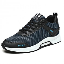 Performance Height Fitness Shoes Blue Mesh Lightweight Running Shoes Increase 2.4inch / 6cm