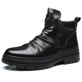 Modern Elevator Zipper Boots Best Taller Men Motorcycle Boots Add Height 2.4inch / 6cm