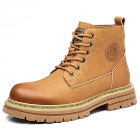 Spring Hidden Height Chukka Boots Yellow Trendy Martin Boots Gain Taller 3Inch / 7.5cm