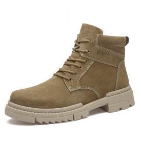 Premium Elevator Chukka Boots Khaki Hidden Lift Casual Martin Boots Add Height 2.6inch / 6.5cm