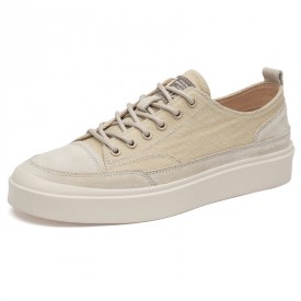 Classic Elevator Canvas Shoes Tan Low top Chunky Platform Vulcanized Sneakers Add 2Inch / 5cm