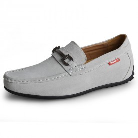 2023 Elevator Grey Suede Loafers Vintage Slip On Lift Driving Moccasin Shoes Add Taller 2.2inch / 5.5cm