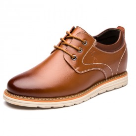 All Match Men Elevator Shoes Brown Height Increasing Business Casual Shoes Taller 3.2inch / 8cm