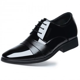 2022 Elegant Elevator Wedding Shoes Patent Leather Cap Toe Formal Dress Shoes Add 2.8inch / 7cm