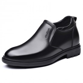 Black Elevator Dress Loafers Slip On Business Formal Shoes Increase Height 3.2inch / 8cm