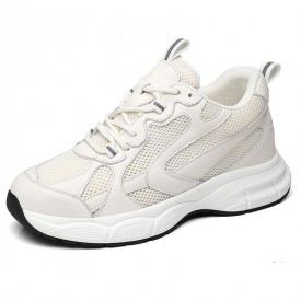 Ivory Breeze Mesh Elevator Sneakers Hidden Lift Chunky Walking Shoes Gain Taller 2.8inch / 7cm