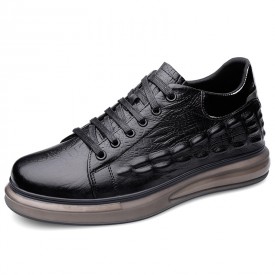 2022 Best Elevator Cowhide Leather Sneakers Classic Casual Sports Shoes Add Height 3inch / 7.5cm