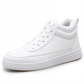 Clearance Fashion High Top Elevator Skate Shoes White Sneakers Increase Height 2.8inch / 7cm