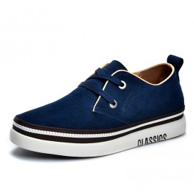 Classic Elevator Low Top Trainers Blue Suede Walking Skate Shoes Increase Taller 2inch / 5cm