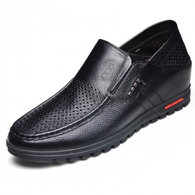 Black soft soled heel lifts sandals 5.5cm / 2.17inch soft vamp slip on boat shoes