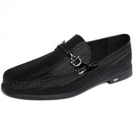 Designer Elevator Driving Bit Loafers Black Pattern Printing Slip On Business Moccasins Taller 2inch / 5cm