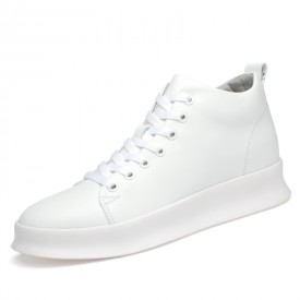 Trendy Youth Elevator Sneakers for Height 3.2inch / 8cm Taller White Men Casual Shoes