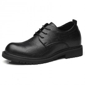 British Big Toe Elevator Business Shoes Black Height Increasing Derby Shoes Add 3inch / 7.5cm