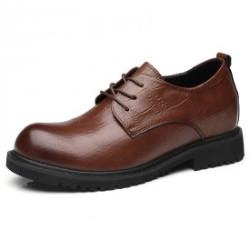 British Big Toe Elevator Business Shoes Brown Height Increasing Derby Shoes Gain 3inch / 7.5cm