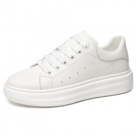 Height Increasing Versatile Platform Sneakers White Korean Fashion Skate Shoes Add 3inch / 7.5cm