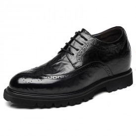 2024 Classic Height Increasing Brogue Shoes Wing Tip Elevator Formal Derby Shoes Add 3inch / 7.5cm