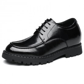 Spacious Toe Elevator Business Shoes Black Cowhide Leather Working Shoes Gain Taller 3inch / 7.5cm