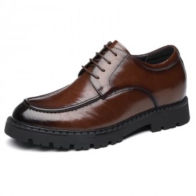 Spacious Toe Elevator Business Shoes Brown Cowhide Leather Working Shoes Increase 3inch / 7.5cm