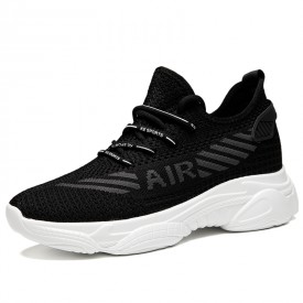 Height Increasing Chunky Sole Sneakers Black Mesh Elevator Dad Shoes Taller 3inch / 7.5cm