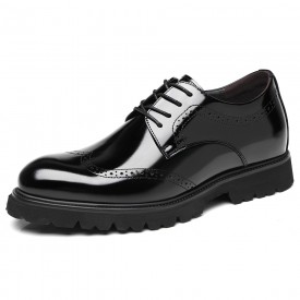 Sophisticated Elevator Wingtip Dress Shoes Shiny Patent Leather Brogues Derbies Add 3inch / 7.5cm