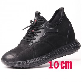 4 inch Elevator Sneakers Genuine Leather Height Increasing Walking Shoes Get Taller 10 cm