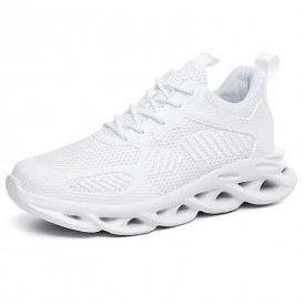 White Younger Hidden Taller Sneakers Mesh Breathable Trail Runners Increase Height 2.8inch / 7cm