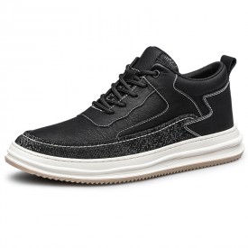 2023 Retro Elevator Campus Skate Shoes Black Leather Hidden Lift Casual Sport Shoes Add 2.6inch / 6.5cm