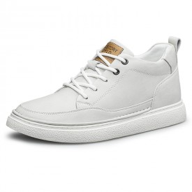 2023 Youth Elevator Skateboarding Shoes White Leather Casual Sports Shoes Get Taller 2.6inch / 6.5cm