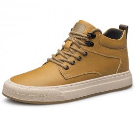 Trendy Elevator Hight Top Sneakers Brown Retro Height Increasing Skateboarding Shoes 2.8inch / 7cm