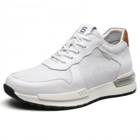 2023 Younger Hidden Taller Running Shoes White Leather Casual Sporty Shoes Increase 2.8inch / 7cm