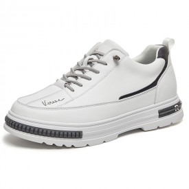 Superior Eevator White Sneakers Hidden Heel Lift Platform Skateboarding Shoes Add 2.8inch / 7cm