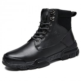 Large Size Retro Elevator Work Boots Black British Height Increasing Military Boots Add 2.4inch / 6cm